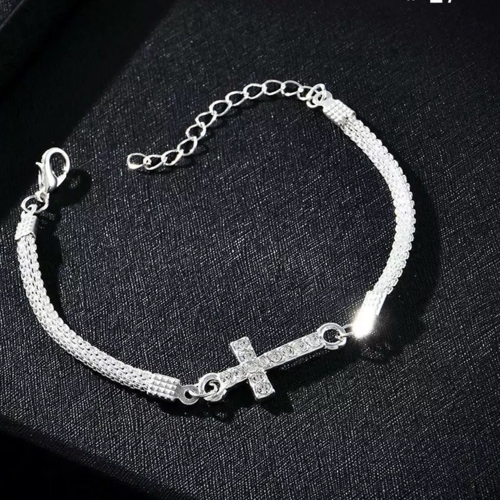 NWT Sterling Silver Crystal Charm Bracelet - Picture 8 of 11